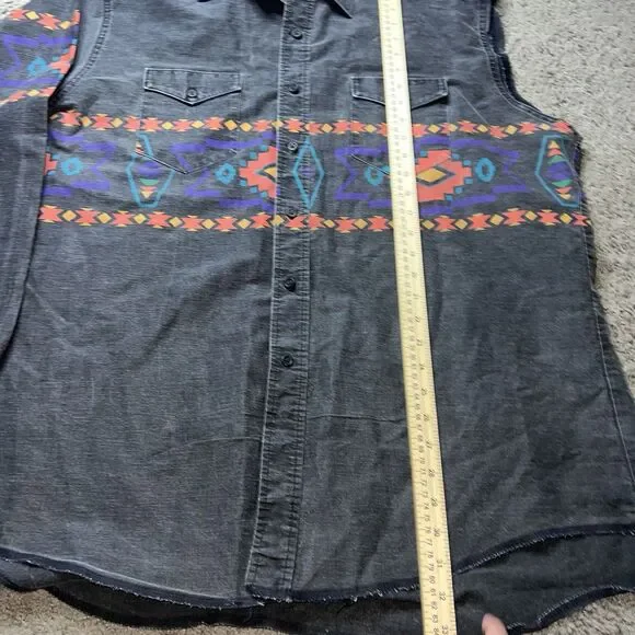 Wrangler Aztec Amarillo Brushpopper  Multicolor Black Vintage Shirt XL - Picture 5 of 8